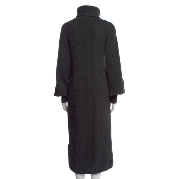 Yohji Yamamoto Dress Womens Size 2 Charcoal Wool Japan Designer Midi Length NWT - Picture 9 of 12